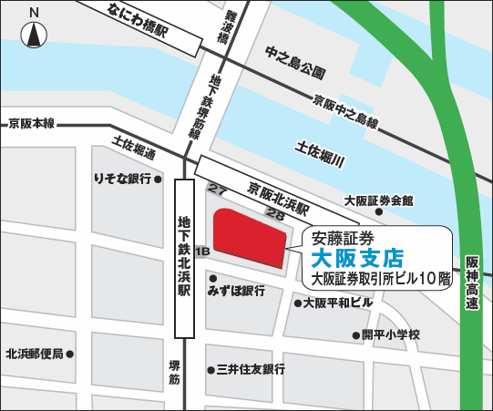 大阪支店移転先の地図