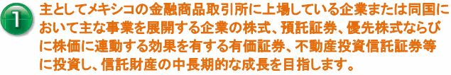 特色1：メキシコの株式等に投資